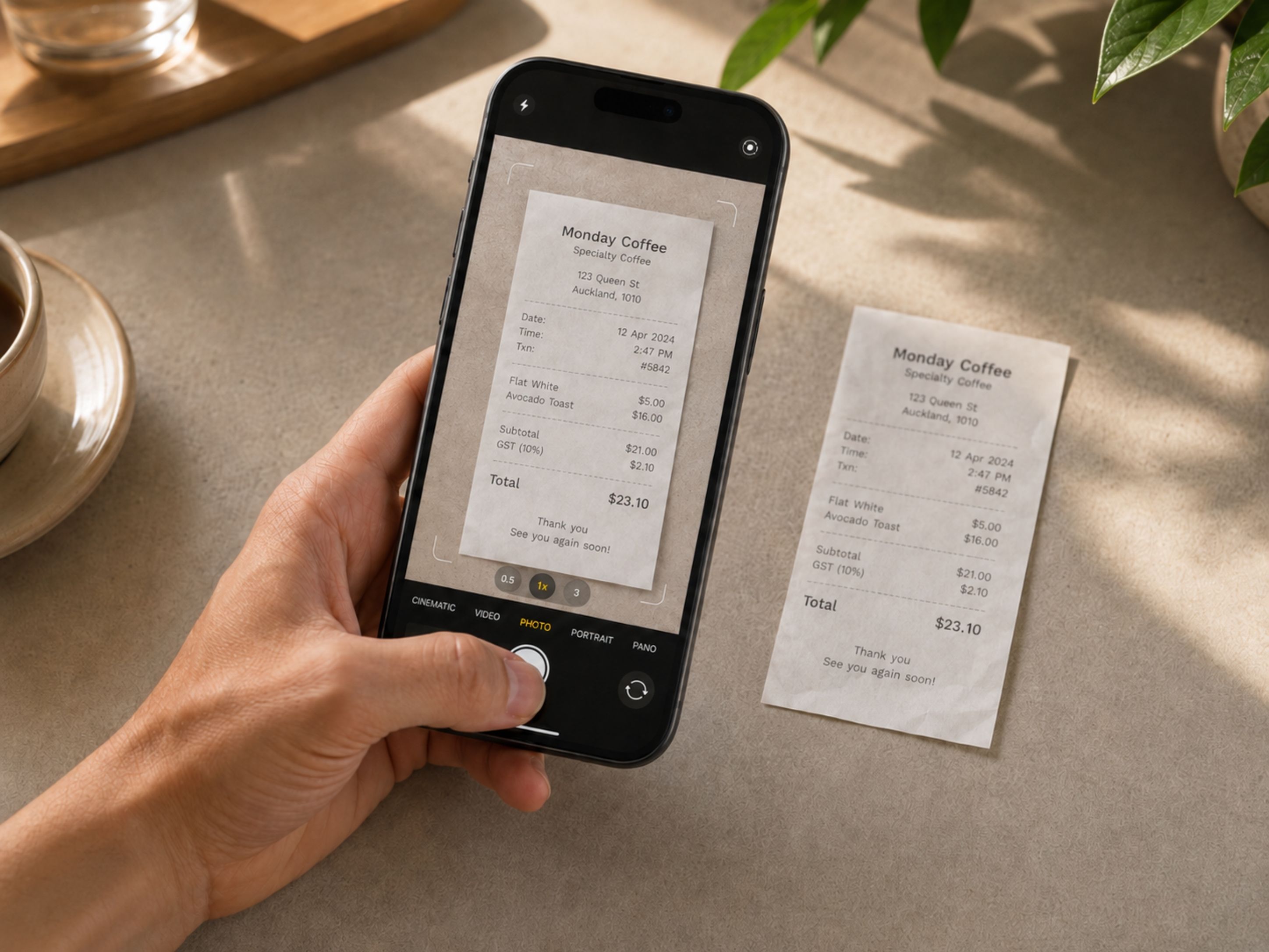 A mockup of Hume Bookkeeping's Receipt Scanning